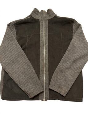 Bogner Men’s Full Zip Jacket 42L Virgin Wool Mixed Media Knit Luxury Sport Gray